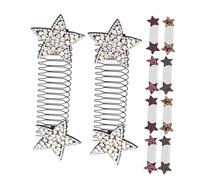 OATIPHO 10pcs Invisible Hair Grips Rhinestone Star Seamless Bun Clip Combs for Updo Chignon Styling Hair Updo Tools Gentle Hold Ponytail Accessories