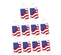 OATIPHO 10pcs Patriotic Paper Gift Bags with American Flag Design for July Independence Day Party and Candy Shopping Bags