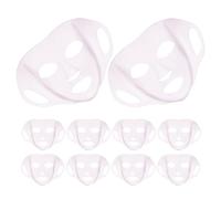 OATIPHO 10pcs Reusable Pink Silicone Face Mask Covers - Stretchable Non-slip Sheet Essence Locking Skincare Mask for Women’s Facial Moisturizing and Puffiness Relief