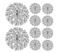 OATIPHO 10pcs Silver Alloy Round Rhinestone Buttons for DIY Hair Accessories, Sew-on Flatback Craft Embellishments, Suitable for Bridal, Braids, and Special Occasion Styling