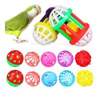 OATIPHO 12 Pieces Ball Toy Bird Rattan Ball Parrot Treat Toy for Birds Parakeet Toys Treat Ball for Birds Bell Ball Plastic Birds