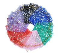 OATIPHO 120pcs Drawstring Bags with Star Moon Pattern Organza Pouches for Candy Jewelry Party Favors Wedding Gift Storage Portable Mesh Bags with Easy Closure
