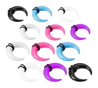 OATIPHO 12Pcs Acrylic Ear Gauge Stretching Kit U-Shaped Taper Septum Pincher Rings, 2Mm 3Mm Body Piercing Jewelry Set for Ear Cartilage and Nose Piercing in Black, White, Pink, Blue,