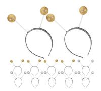 OATIPHO 12pcs Antenna Headband Set with Silver and Gold Glitter Pom Poms, Bendable Bug Cosplay Prop for Animal Dress-up and Space Theme Party Accessories