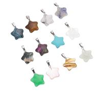 OATIPHO 12pcs Natural Mixed Color Stone Pendants Five-Pointed Star Charms Jewelry Craft Beads for DIY Necklace Making Accessories