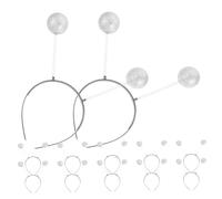 OATIPHO 12pcs Silver Glitter Headbands with Foam Ball Boppers Space Theme Costume Accessories for Party Halloween and Everyday Wear Comfortable and Eye-catching Martian Antenna Hair Hoops