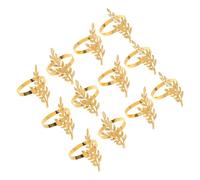 OATIPHO 12pcs Wheat Leaves Napkin Rings Serviette Buckles Metal Napkin Holder For Wedding Autumn Thanksgiving Harvest Party Dinner Table Decor Golden