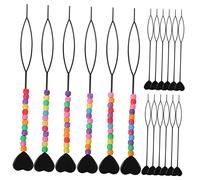 OATIPHO 18-pcs Hair Beaders for Braids and Ponytail Styling Quick Hair Pull-through Tools with 6 Beaded and 12 Non-beaded Pins for Girls and Women
