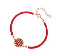 OATIPHO 1pc Year Fu Character Bracelet Chinese Festival Decorative Bangle for Family Friends Co-workers Fashionable Wristband Traditional Rope Design and Agate Finish