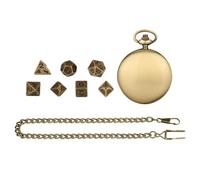 OATIPHO 1set Metal Game Dice with Pocket Watch Case Chain for Tabletop and Board Games Lightweight Polyhedral Dice Vintage Style Great for Parties and Gatherings