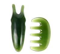 OATIPHO 1Set Scraping Tools Set Y Shaped Scraping Fork Massaging Comb for Facial Reflexology Deep Green Acupuncture Massage Board Safe Skin Care Tool for Relaxation