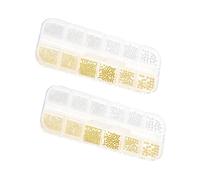 OATIPHO 2 Boxes Gold Silver Metal Nail Art Charms Mixed Micro Caviar Beads Steel Studs for DIY Nail Jewelry Decoration Manicure Supplies