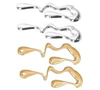 OATIPHO 2 Pairs Irregular Waterdrop Dangle Earrings, Silver and Gold Metal Teardrop Drop Earrings for Women, Minimalist Everyday Ear Jewelry and Birthday