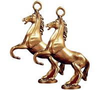 OATIPHO 2 Pcs Brass Horse Keychain Pendant, Vintage Steed Horse Hanging Ornament for Backpack and Bag Decoration, Retro Metal Animal Key Ring Charms for Western Cowboy Car Accessories, Gold