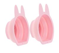 OATIPHO 2 Pcs Silicone Makeup Brush Cleaners Foldable Bunny-shaped Delicate Brush Cleaner Bowl Easy to Use Not Hurting Hands for Household Bathroom
