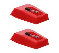 OATIPHO 2 Pieces Turntable Stylus Needles Replacement for Vinyl Record Player Phonograph, Red Plastic and Aluminum Construction, Portable Design Improves Tone Quality for Home Audio Use