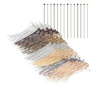 OATIPHO 200 Pcs Brass Ball Headpins 0.6 * 50mm Metal Bendable Headpins Set for Jewelry Making Crafts Pendant Earring Bracelet Connector Tools