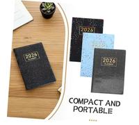 OATIPHO 2026 Mini Pocket Academic Planner Set 3pcs A7 Daily Planner Book Starlight Black, Iridescent Blue, Iridescent Black Covers Portable School Agenda Organizer