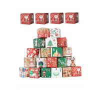 OATIPHO 24pcs Christmas Storage Boxes Set Festival Presents Boxes with Cartoon Numbered Design 7cm Candy for Advent Calendar Holiday Packaging