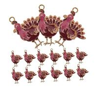 OATIPHO 24pcs Turkey Pendants for Thanksgiving Crafts Colorful Enamel Alloy Charms for DIY Jewelry Making Fall Holiday Decorations for Necklaces Earrings Bracelets Use Craft Supply for