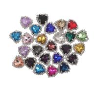 OATIPHO 25pcs Heart Shaped Rhinestone Buttons for Sewing Crystal Embellished Sew-on Buttons for Clothing Decoration, Wedding Dress Craft Supplies, Mixed Colors, 12mm Inner Random Color