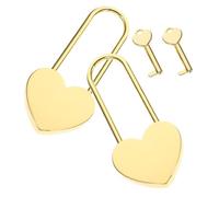 OATIPHO 2pc Gold Heart Shaped Mini Padlocks Keys for Luggage, Suitcase, Backpack, Gym Locker Small Love Locks for Travel and Diary Box Security