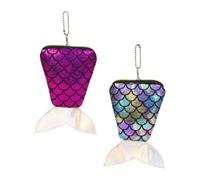 OATIPHO 2pcs Adorable Mermaid Coin Collecting Bags Cute Glitter Purses for Girls and Women for Keys and Coins Random Colors for Travel and Outdoor Use