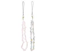 OATIPHO 2pcs Beaded Phone Strap Mobile Phone Tether Lanyard Stone Pearls Charm Wrist Strap for Girls Wrist Lanyard