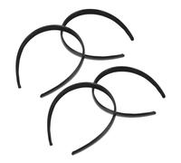 OATIPHO 2pcs Black PU Leather Headbands Stretchy Elastic Thin Hairbands for Women Flexible Comfortable Hair Hoop Holders Sleek Plain Design for Office Casual Wear