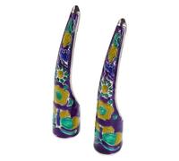 OATIPHO 2pcs Blue Alloy Fingertip Claw Nail Protectors with Comfortable Fit, Palace Style Finger Rings for Halloween Party and Dance Costume Accessories