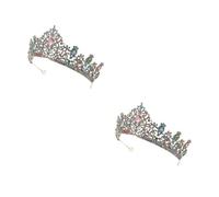 OATIPHO 2pcs Bridal Crown Queen Headpiece Rhinestone Gold Tiaras for Wedding Prom Ladies Hair Accessories Hairpiece