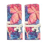 OATIPHO 2pcs Canvas Pencil Roll Wrap Slots Maple Leaf Design for Watercolor Paint Brushes Travel Organizer for Drawing Supplies and Markers