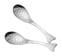 OATIPHO 2pcs Fish-Shaped Stainless Steel Spoon Set Simple Stylish Soup Spoons for Serving Desserts and Porridge Easy to Pair with Tableware Silver Flatware for Home Dining