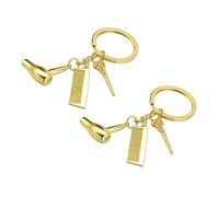 OATIPHO 2pcs Hairdressing Tools Key Alloy Key Pendant Hairdryer Scissors Comb Design for Bags Luggage Backpacks Creative Haircut Tool Decoration
