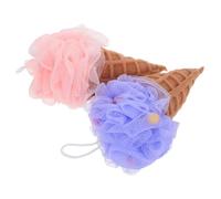 OATIPHO 2pcs Ice Cream Shower Balls Bath Loofah Sponges for Shower Reusable Body Scrubber for Women Ice Puff Bath Toy