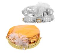OATIPHO 2pcs Indian Prince Headdress Lightweight Cosplay Hat Props for Costume Carnival Decor Party Accessories