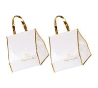 OATIPHO 2Pcs Insulated Bags Portable White Lightweight Thermal Cooler with Zipper Non-Woven Fabric for Food Storage and Takeaway Cake Transport