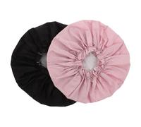 OATIPHO 2pcs Luxury Salon Hair Bonnet Extra Large Shower Cap for Women Reusable Bath Cap Breathable Fabric Black