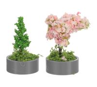 OATIPHO 2pcs Miniature Landscape Bonsai Japanese Cherry Blossom Models for Fairy Garden Projects Dollhouse Mini Accessories Realistic Fake Trees for Terrarium Plant Decoration