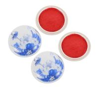 OATIPHO 2pcs Red Calligraphy Ink Pad 6cm DIY Painting Ink Paste for Chinese Seal Stamp and Traditional Calligraphy Art