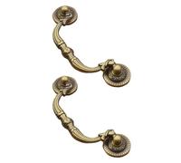 OATIPHO 2pcs Retro Pendant Cabinet Door Handles 9.6cm Hole Spacing Vintage Drawer Pulls for Wardrobe Cupboard Furniture Hardware in Antique Green