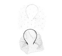 OATIPHO 2pcs Rhinestone Bridal Headband Classic Veil Headband with Glistening Rhinestones for Tea Party and Halloween Costume Accessories Black White Mesh Hair Accessories for Women