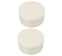 OATIPHO 2pcs round Wooden Cheesecake Packaging Box for Bakery Packing, Biodegradable and Convenient Food Wrap Box, Natural Beige Mousse Cake Storage Case