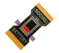OATIPHO 2pcs Social Battery Symbol Brooch for Women Unique Psychology Pin for Clothing Scarves and Hats -catching Fashion Accessory