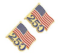 OATIPHO 2pcs Usa 250th Anniversary Lapel Pins with Fade-resistant Enamel and User-friendly Clasp, Patriotic Red Brooches for Jackets and Hats, for Independence Day Or July 4th Party