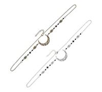 OATIPHO 2Pcs Vintage Moon Pattern Head Chain Elegant Rhinestone Hair Accessory for Brides Natural Stone Crystal Forehead Decor for Weddings and Festivals