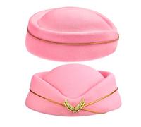 OATIPHO 2pcs Vintage Woolen Stewardess Hat for Women Airline Costume Cap for Flight Attendant Uniforms Stage Shows and Themed Parties Cosplay