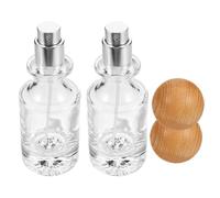 OATIPHO 2pcs Walnut Wood Cap Refillable Perfume Bottle Small Glass Essential Oil Containers with Spray Anti-shock Empty Cosmetic Travel Bottles for Fragrance and Aromatherapy Storage