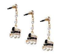 OATIPHO 3 Pcs Phone Dust Plugs Earphone Jack Charm, Small Decorative Dustproof Earphone Plug Set for Mobile Phones, Stylish Water-Diamond Design Accessories