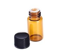 OATIPHO 30 Pcs Mini Amber Glass Bottles with Black Fine Thread Caps Small Vials for Essential Oils Perfumes Chemistry Samples Portable Refillable Sample Bottles for Travel and Business